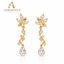 Golden Blossom Crystal Drop Earrings