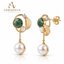 Emerald Moon Pearl Drop Earrings