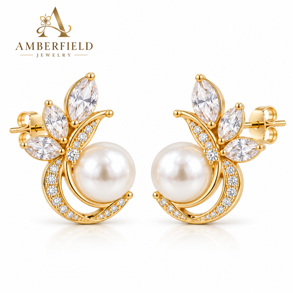 Pearl Petal Golden Earrings
