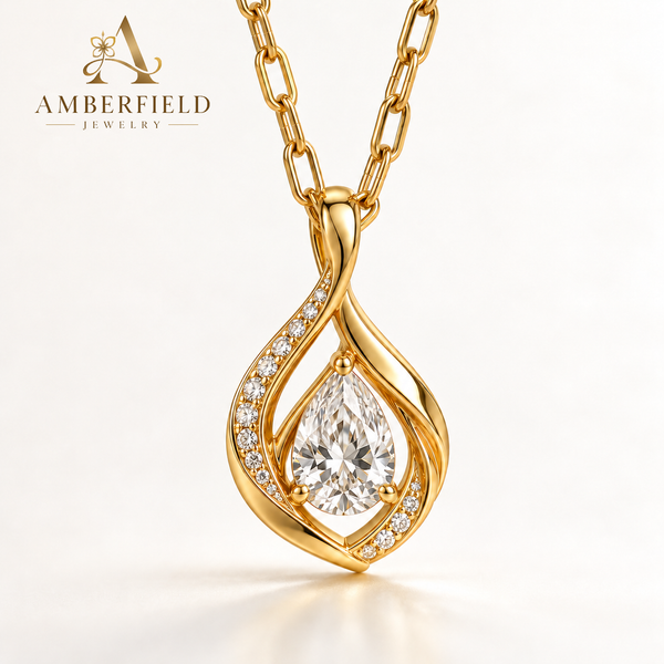 Golden Teardrop Crystal Necklace