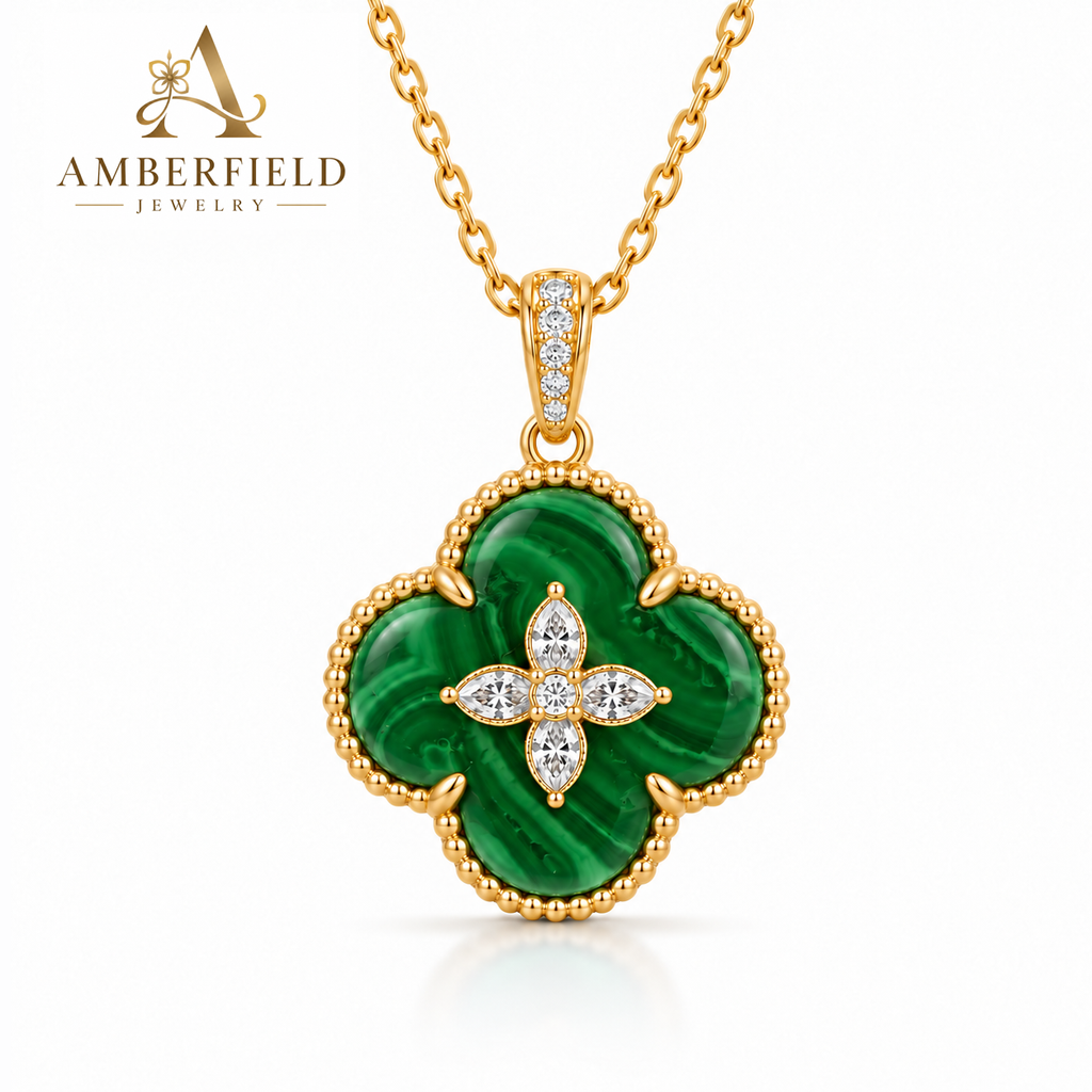 Emerald Clover Charm Necklace
