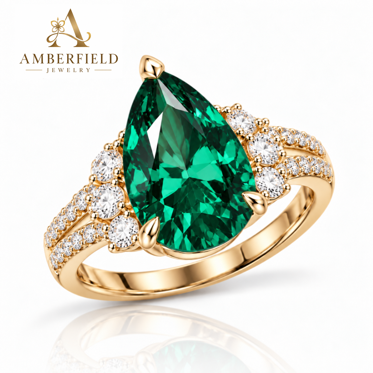 Emerald Dewdrop Vintage Ring Main image