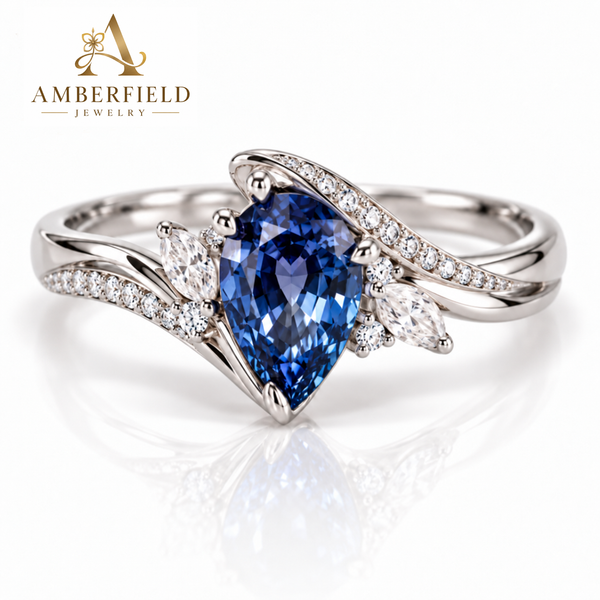 Midnight Sapphire Twist Ring