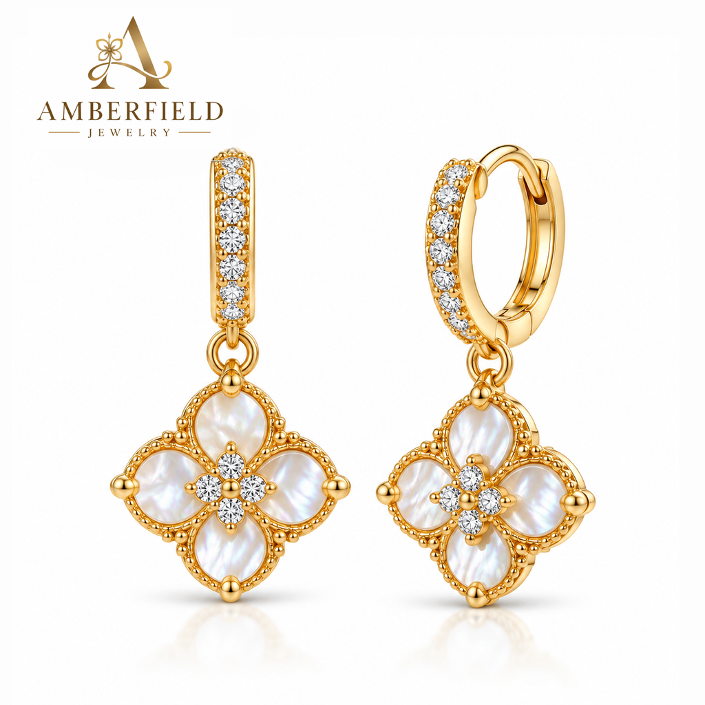 Lucky Clover Crystal Drop Earrings