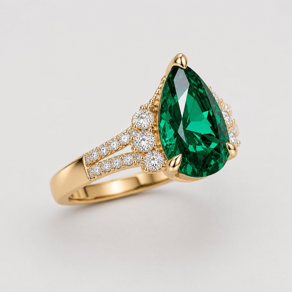 Emerald Dewdrop Vintage Ring