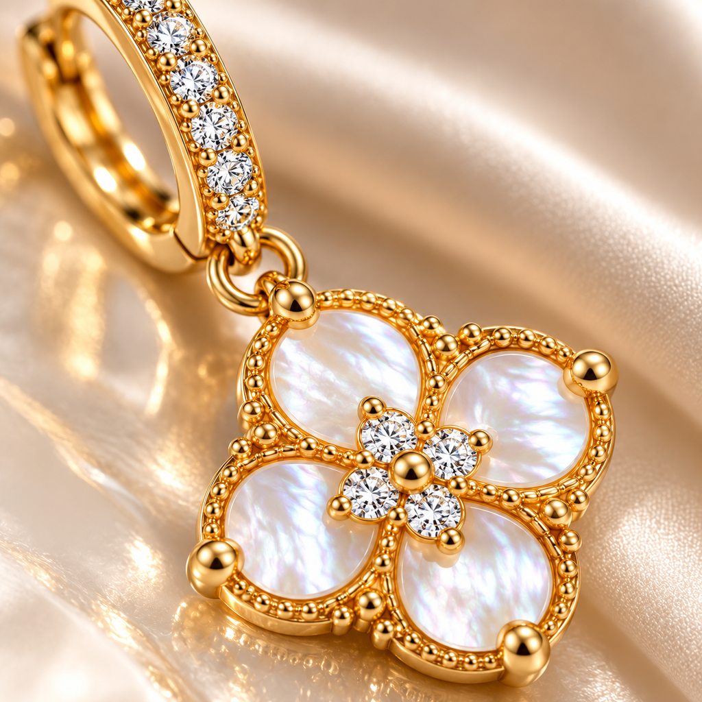 Lucky Clover Crystal Drop Earrings