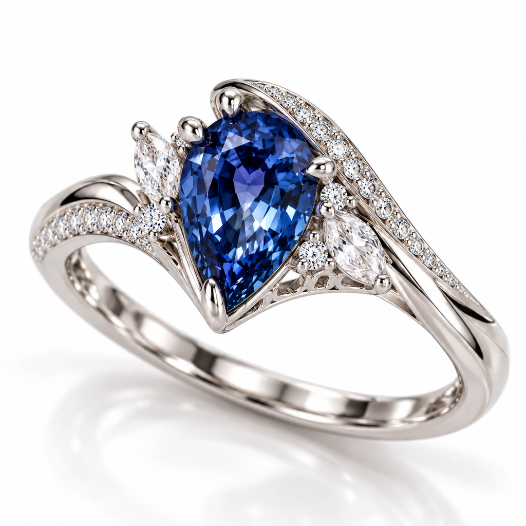 Midnight Sapphire Twist Ring