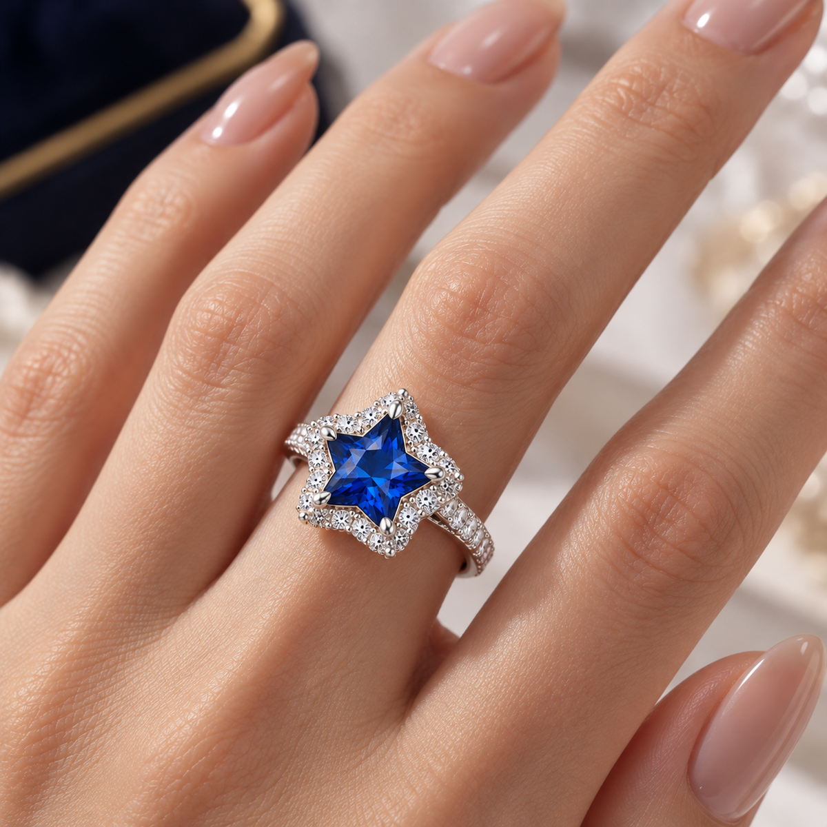 Celestia Blue Starburst Ring