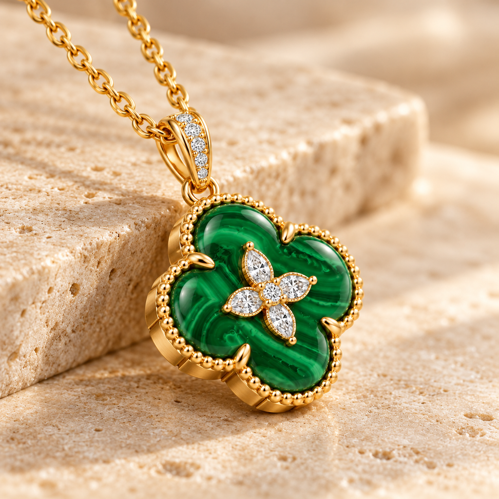 Emerald Clover Charm Necklace
