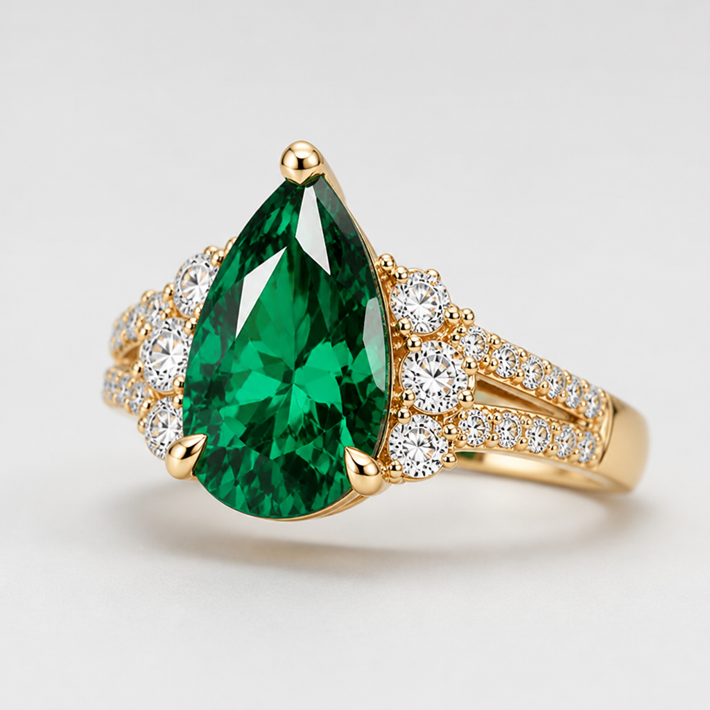 Emerald Dewdrop Vintage Ring