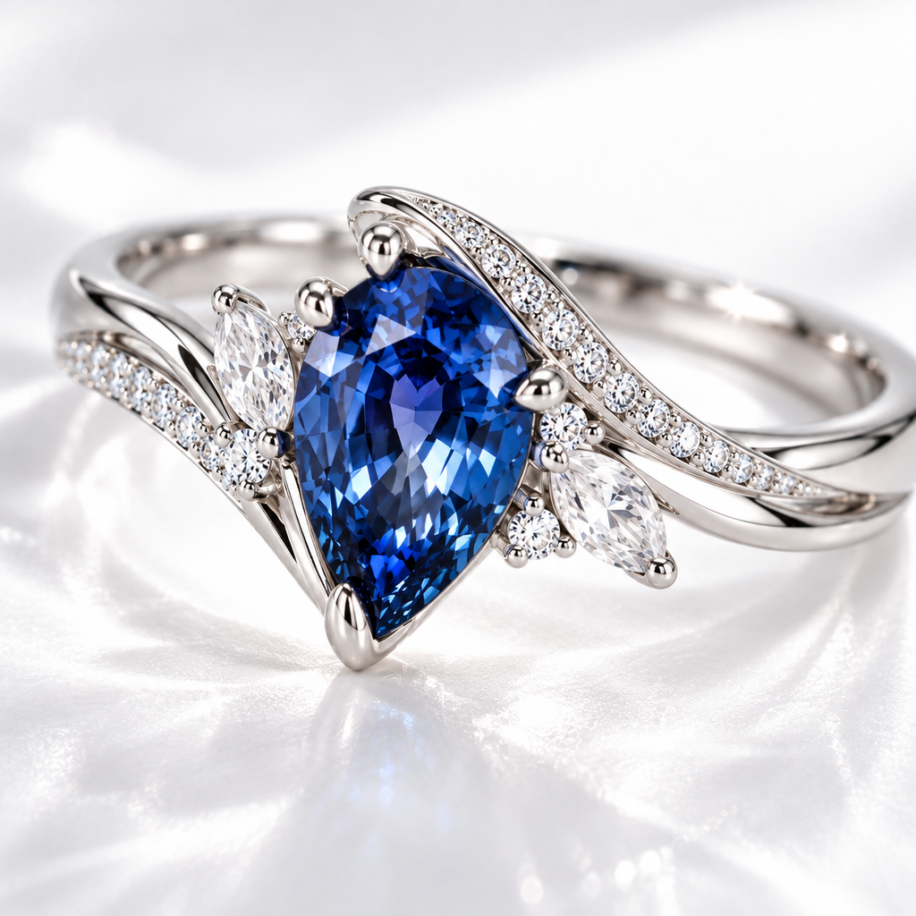 Midnight Sapphire Twist Ring