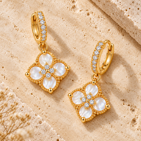 Lucky Clover Crystal Drop Earrings