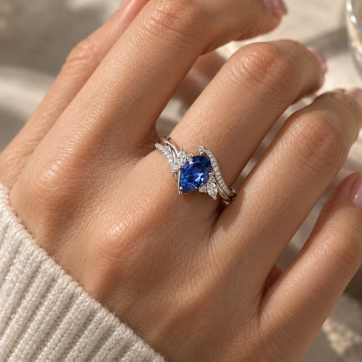Midnight Sapphire Twist Ring