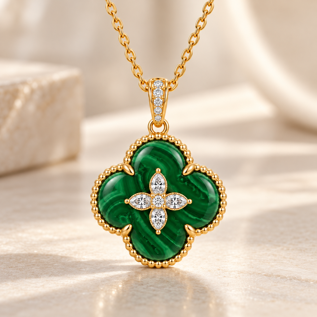 Emerald Clover Charm Necklace