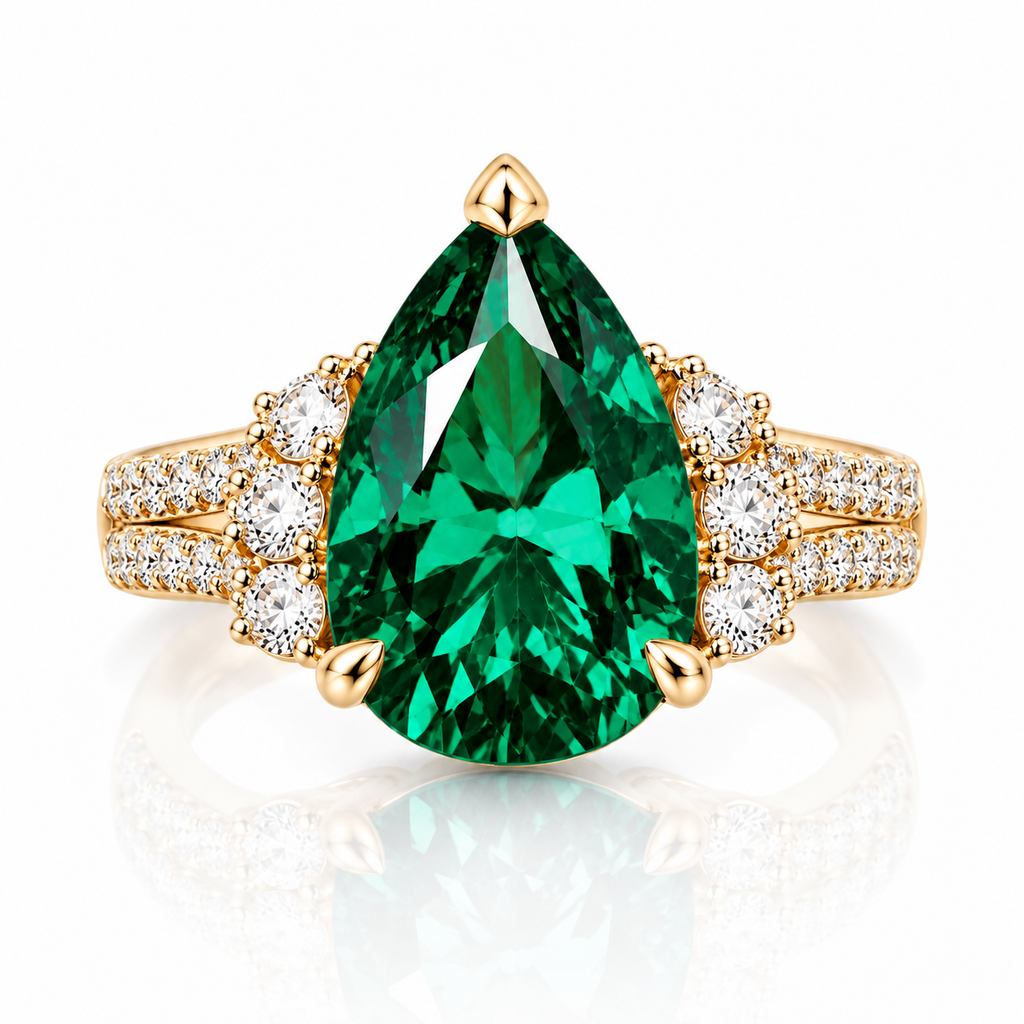 Emerald Dewdrop Vintage Ring
