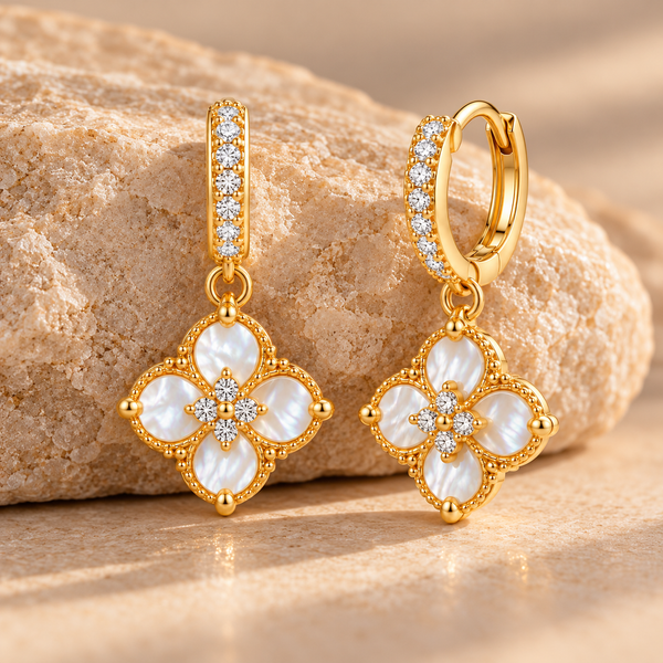 Lucky Clover Crystal Drop Earrings