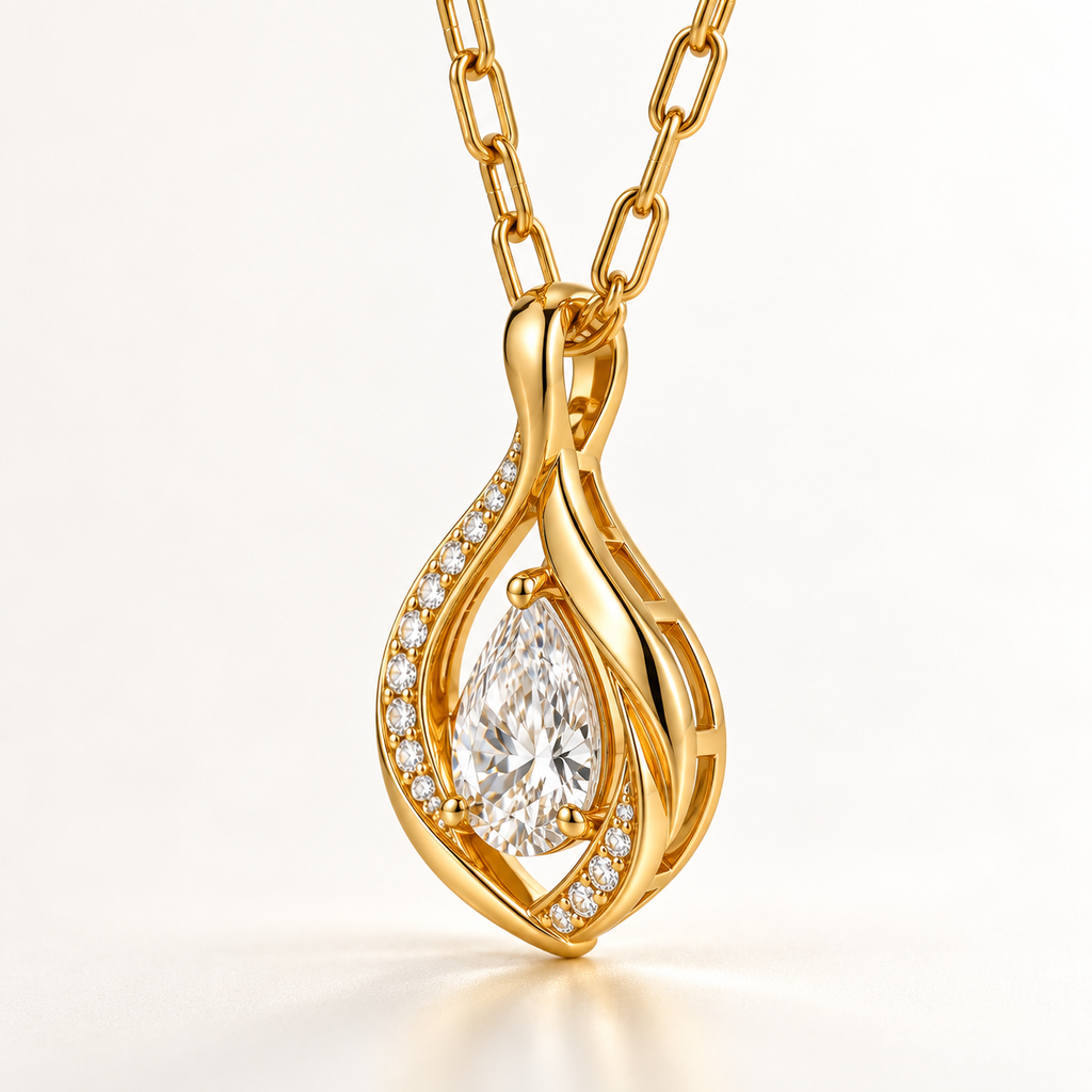 Golden Teardrop Crystal Necklace