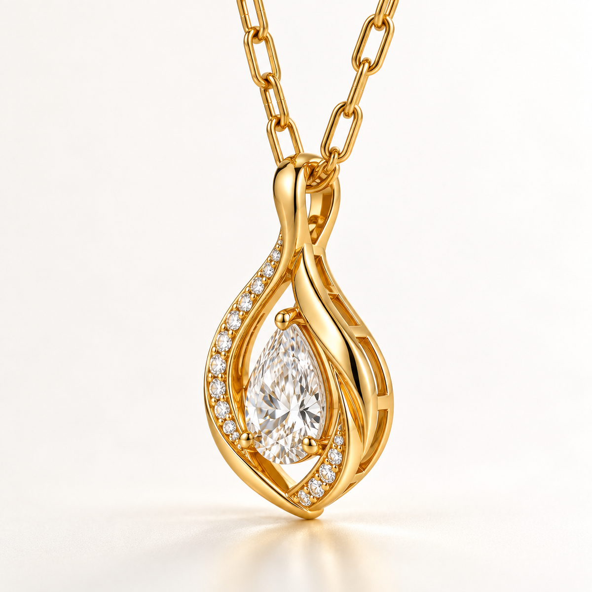 Golden Teardrop Crystal Necklace